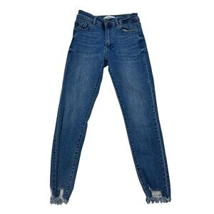 KanCan Womens Skinny Jeans Mid Rise Frayed Cuff Size 5/26